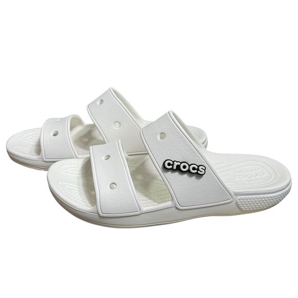 Crocs Classic 206761 Two Strap Sandals Waterproof Slides White Mens 8 Womens 10 - Picture 1 of 7